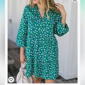 AMAZON THE DROP | Loose-Fit Emerald Animal Print Mini Dress by @graceatwood